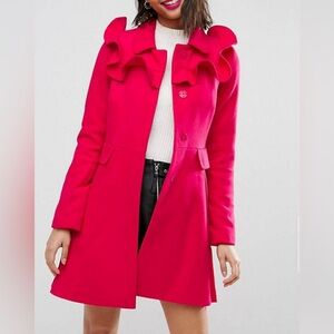 ASOS Pink Ruffle Skater Trench Coat